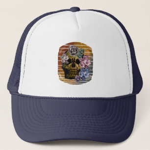 TOTENKOPF VINTAGE BLUMENMUSTER TRUCKERKAPPE