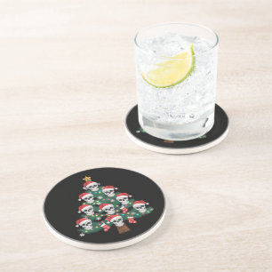 Totenkopf-Weihnachtsbaum-Pyjama Cooler Skelett-Wei Getränkeuntersetzer