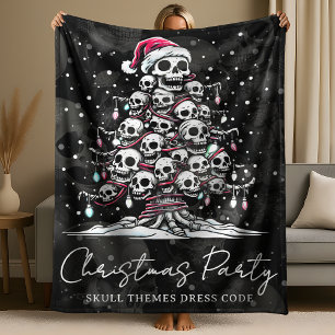 Totenkopf-Weihnachtsbaum-Pyjama-Skelett-Santa-Hut Fleecedecke