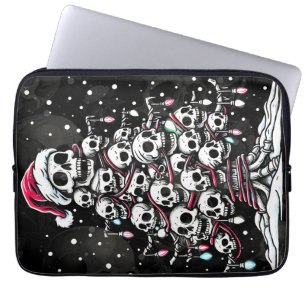 Totenkopf-Weihnachtsbaum-Pyjama-Skelett-Santa-Hut Laptopschutzhülle