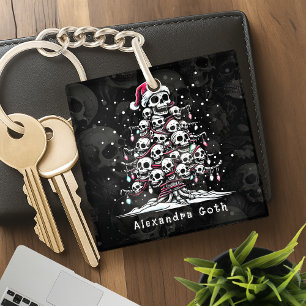 Totenkopf-Weihnachtsbaum-Pyjama-Skelett-Santa-Hut Schlüsselanhänger