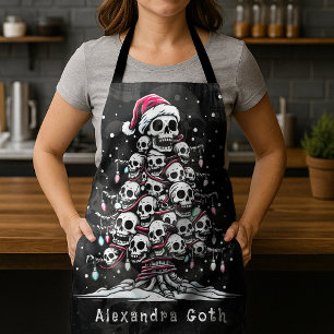 Totenkopf-Weihnachtsbaum-Pyjama-Skelett-Weihnachts Schürze