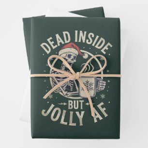 Totenkopf-Weihnachtsmann tot von innen Weihnachten Geschenkpapier Set
