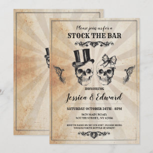 Totenköpfe Bestücken Die Bar Halloween Vintage Ein Einladung