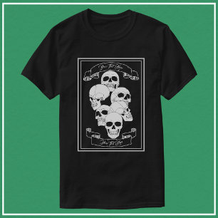 Totenköpfe mit Bannern und Text Herren Schwarz T-Shirt