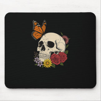 Totenköpfe Monarch Schmetterling Blumen Halloween  Mousepad