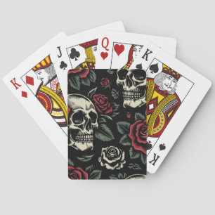 Totenköpfe & Rote Rosen Gothic Floral Spielkarten