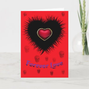 Totenköpfe und Herzen Valentinstag Karte