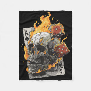 Totenkopfflammen-Würfel-Spielkarten Poker Tarot Sk Fleecedecke