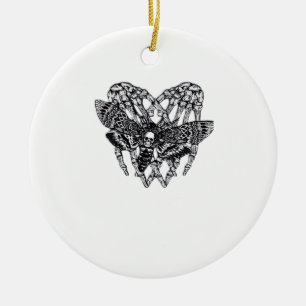 Totenkopfmoth Classic - Skeleton-Handherz Keramik Ornament
