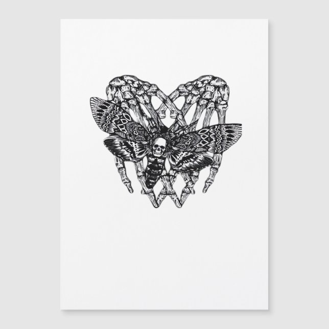 Totenkopfmoth Classic - Skeleton-Handherz Magnetkarte (Vorderseite)