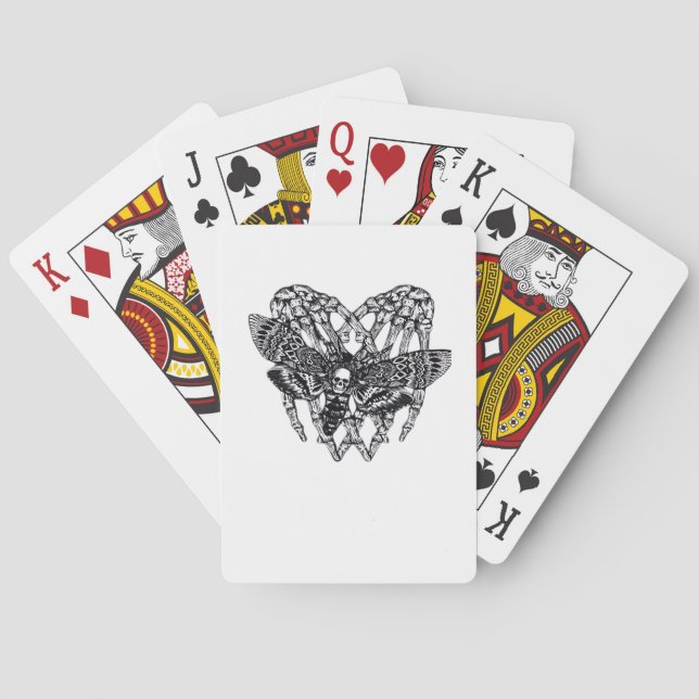 Totenkopfmoth Classic - Skeleton-Handherz Spielkarten (Rückseite)