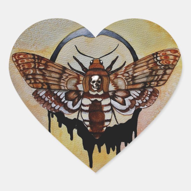 Totenkopfmoth Herz-Aufkleber (Vorderseite)