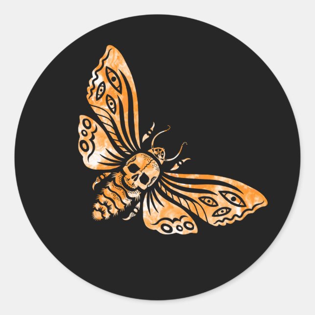 Totenkopfmoth Runder Aufkleber (Vorderseite)