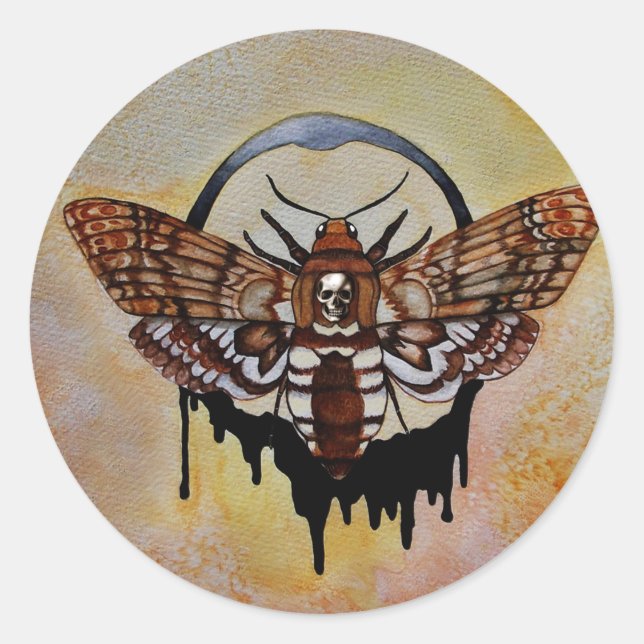 Totenkopfmoth Runder Aufkleber (Vorderseite)