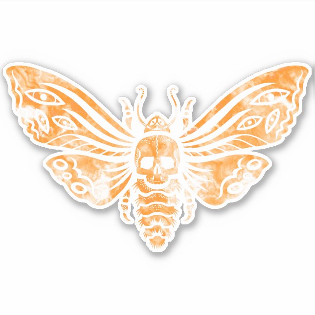 Totenkopfmotte in Orange Aufkleber (Vorderseite)