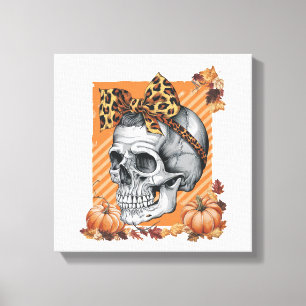 Totenschädel Herbst Bogen Halloween Leinwanddruck