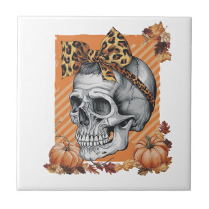 Totenschädel Herbst Bow Halloween Fliese