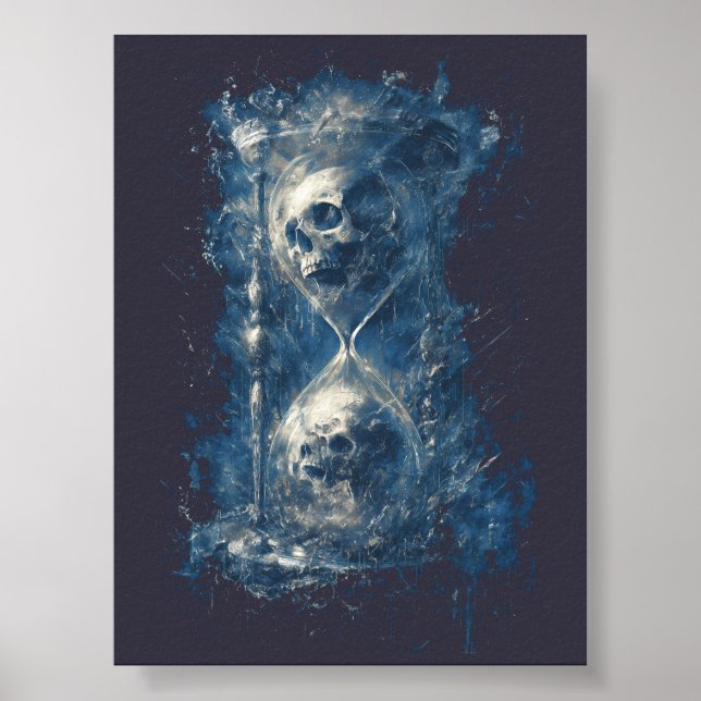 Totenschädel-Stundenglas-Gotik-Dunkle-Kunst-Poster Poster (Vorne)