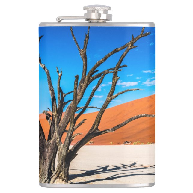 Toter Baum in Deadvlei, Namibia Flachmann (Vorderseite)