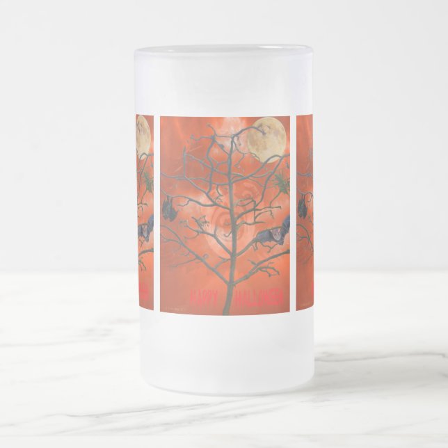 Toter Baum inmitten einer Orangen Beängstigenden H Mattglas Bierglas (Mittel)