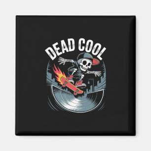 Toter cooler Skelett Skater Flammendes Brett Stadt Magnet