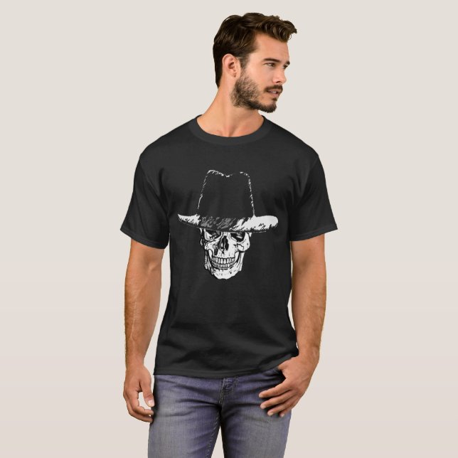 Toter Cowboy-Schädel, der einen Cowboyhut-T - T-Shirt (Vorne ganz)
