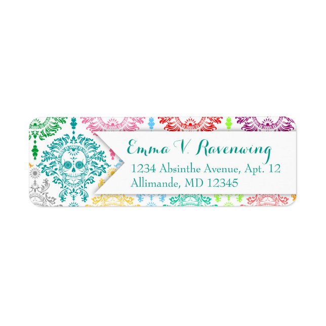 Toter Damast - Rücksendeadresse des Zuckerschädels (Vorne)