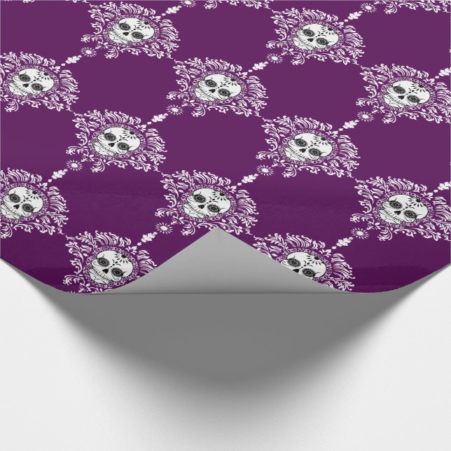 Toter Damast - schickes Zuckerschädel-Packpapier Geschenkpapier (Ecke)