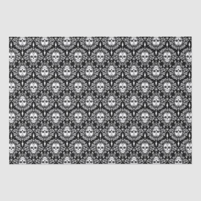 Toter Damast - schickes Zuckerschädel-Seidenpapier Seidenpapier (Vorderseite)