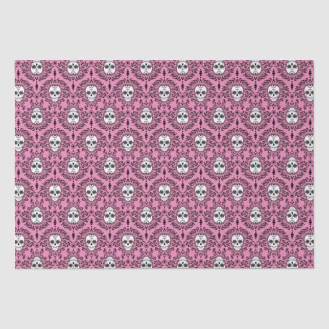 Toter Damast - schickes Zuckerschädel-Seidenpapier Seidenpapier (Vorderseite)