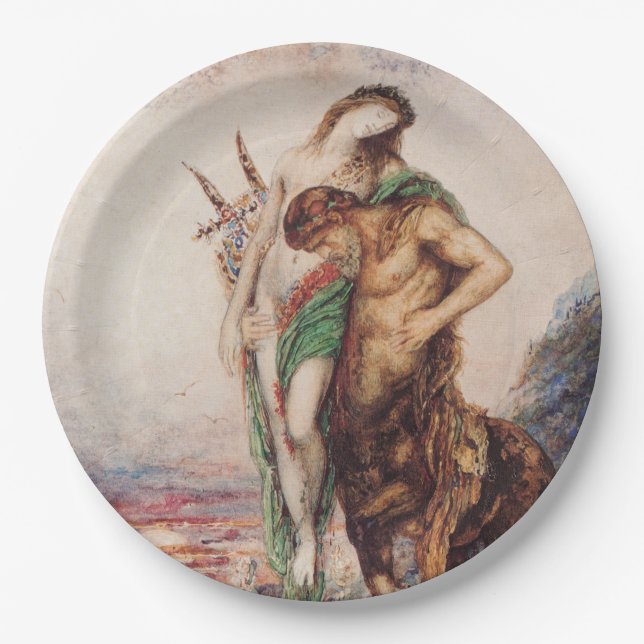 Toter Dichter wird von einem Centaur (Sonnenunterg Pappteller (Vorderseite)