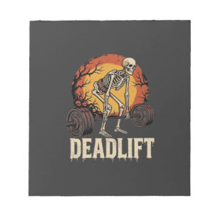 Toter-Heben-Skelett-Halloween-Gym-Workout-Design Notizblock
