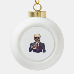 Toter Innenschädel � Lustiger Arbeitstag-Skelett Keramik Kugel-Ornament