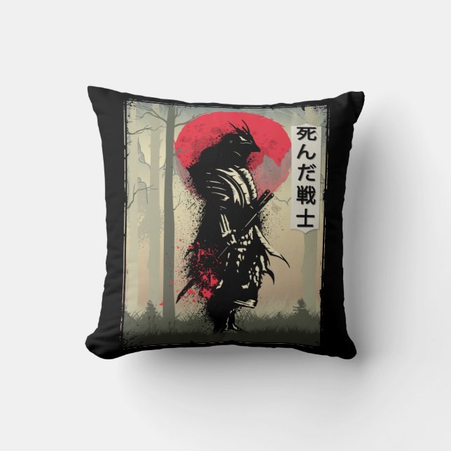 Toter japanischer Samurai-Krieger Japan Schwertbea Kissen (Vorderseite)