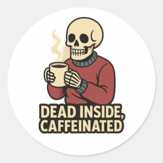 Toter Kaffeejunkie – Kaffe-Skelett-Aufkleber Runder Aufkleber