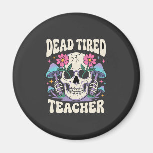 Toter müder Lehrer Totenkopf Pilz Halloween-Grafik Magnet