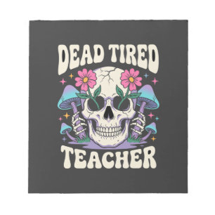Toter müder Lehrer Totenkopf Pilz Halloween Grafik Notizblock