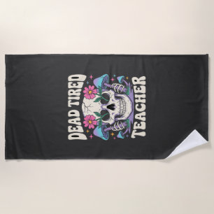 Toter müder Lehrer Totenkopf Pilz Halloween-Grafik Strandtuch