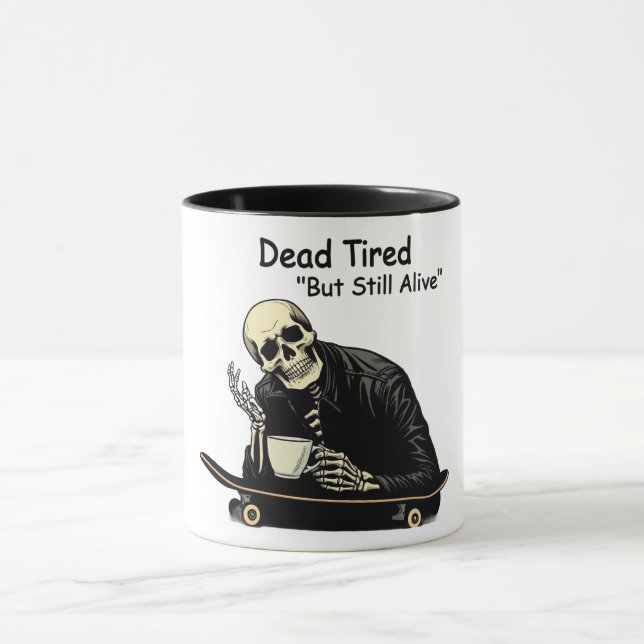 Toter müder Skater Skeleton Kaffee Tasse (Zentrum)