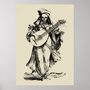 Toter Musiker - Schwarzer Druck Poster