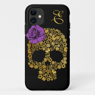 Toter Schädel mit Rose aus Gold iPhone 5 Hülle
