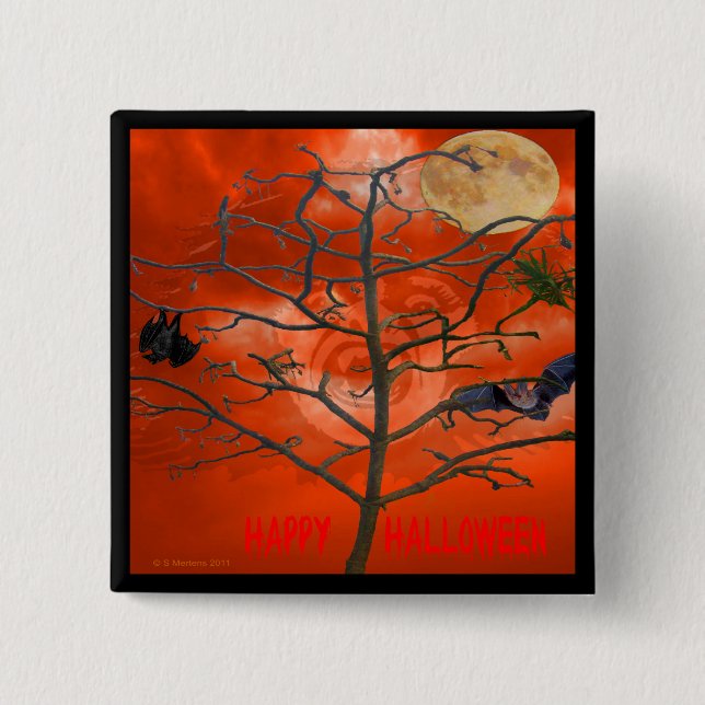 Toter Tree unter einem Orange Beängstigend Sky But Button (Vorderseite)