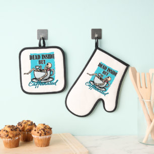 Totes, aber koffeiniertes Kaffeelett Ofenhandschuh & Topflappen-Set