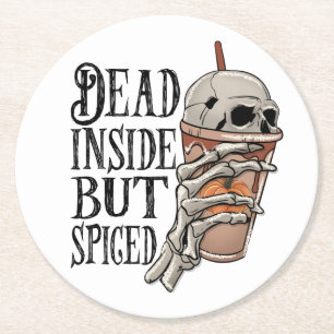 Totes, aber scharfes Halloween-Skelett Runder Pappuntersetzer