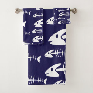 Totes Fischskelett Weiße Knochen Angler Humor Badhandtuch Set