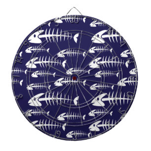 Totes Fischskelett Weiße Knochen Angler Humor Dartscheibe