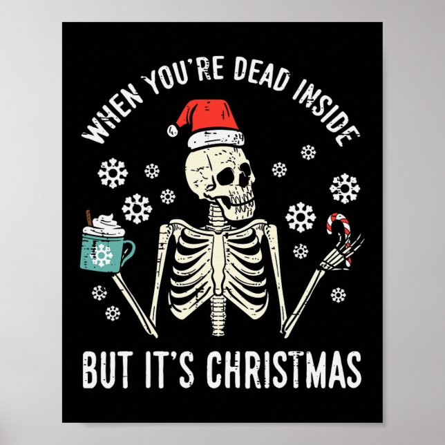 Totes Innen, aber sein Weihnachtselett Kaffee Xmas Poster (Vorne)