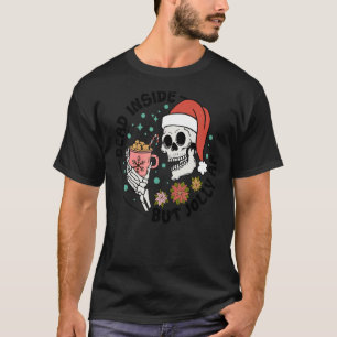 Totes Inside Aber Jolly AF, Funny Groovy Christmas T-Shirt