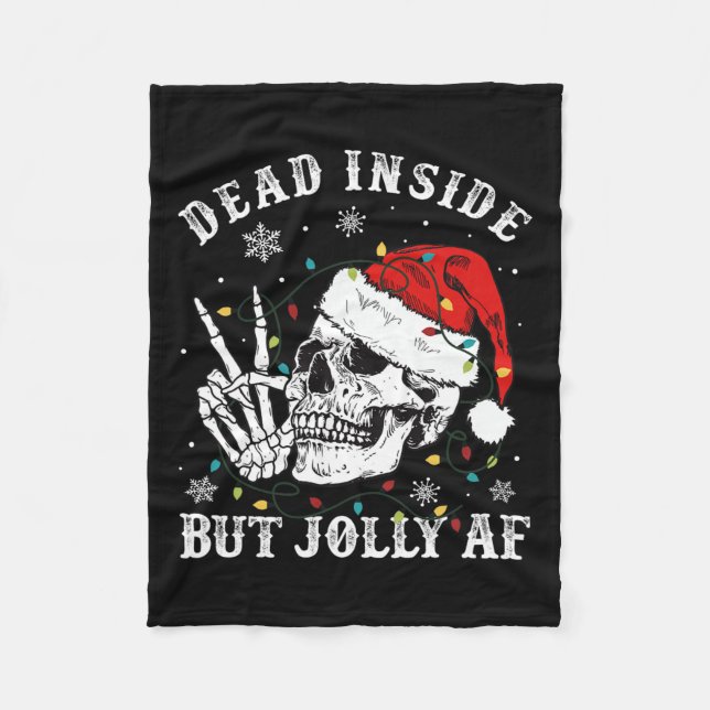 Totes Inside aber Jolly Af Skeleton Weihnachten Fleecedecke (Vorderseite)